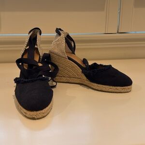 Castaner Carina Navy Canvas Lace Up Espadrilles